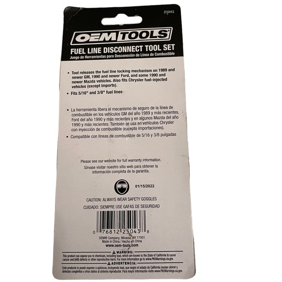 OEM Industrial FUEL LINE DISCONNECT TOOL 5/16" & 3/8" fuel lines New - Picture 2 of 2